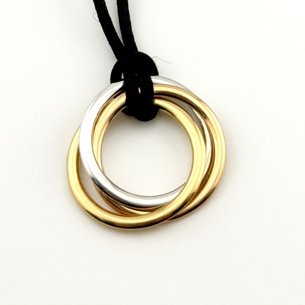 Cartier Trinity Necklace, Black Cord Trim-Gold Pendant